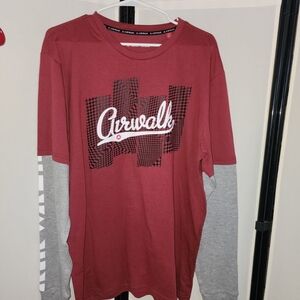 Airwalk Men's Red and Gray Long Sleeve Shirt